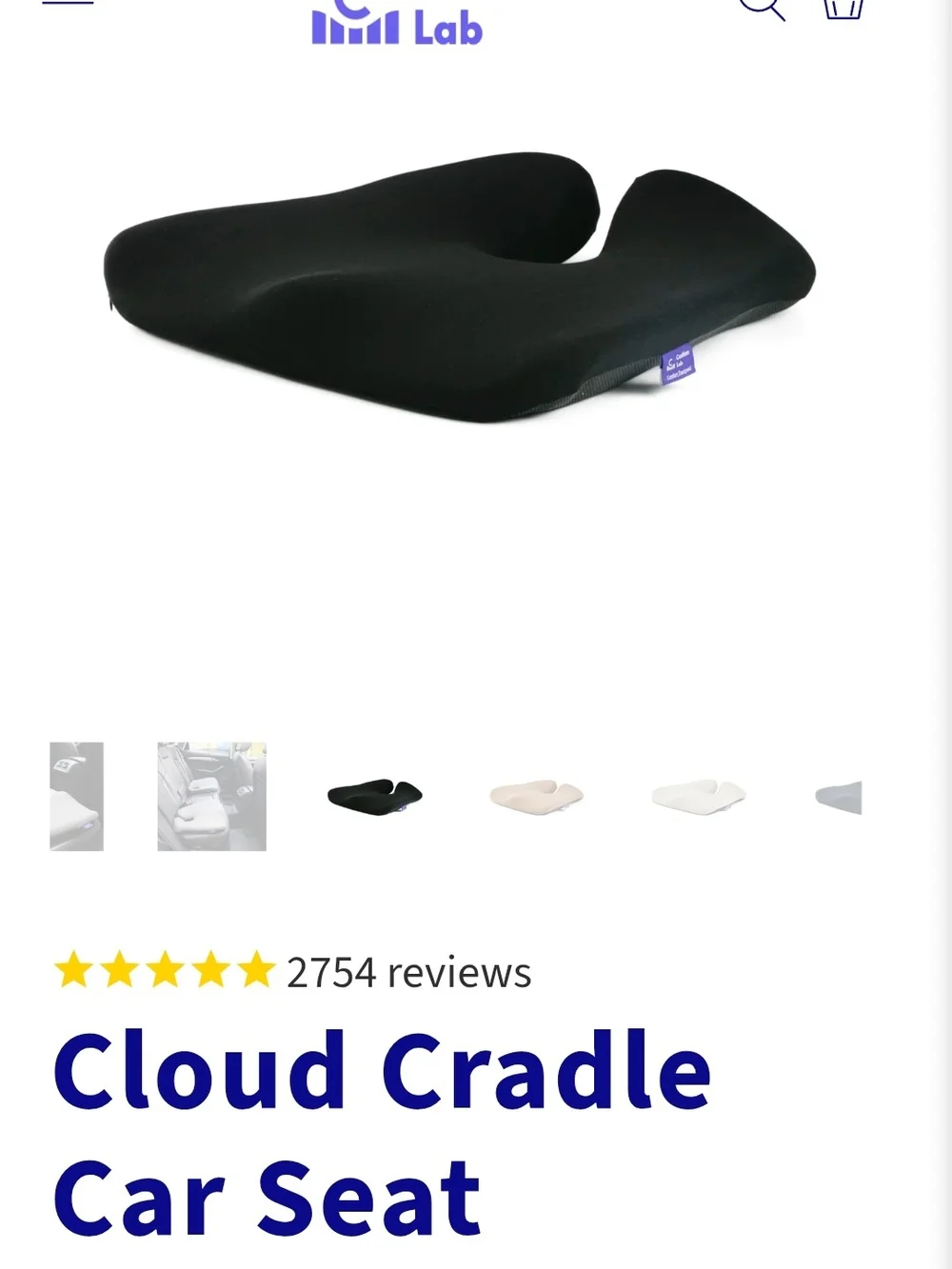 Cloud Cradle Car Seat Cushion by — Black